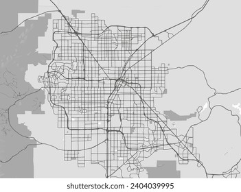 Mapa vectorial de la ciudad de Las Vegas Metro Nevada en los Estados Unidos de América con carreteras blancas aisladas en un fondo gris.