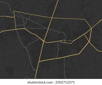 Vector city map of Latur in the Republic of India with yellow roads isolated on a brown background.
