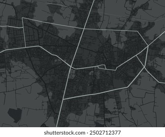 Vector city map of Latur in the Republic of India with white roads isolated on a grey background.