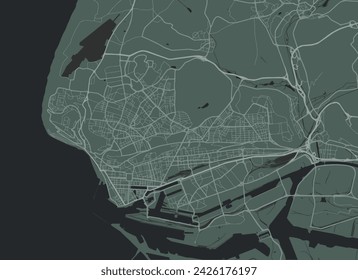 Vector Stadtplan von Le Havre in Frankreich mit weißen Straßen isoliert auf einem grünen Hintergrund.