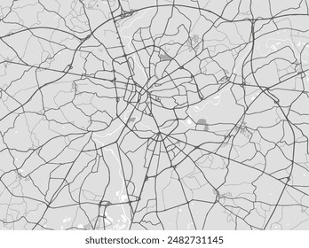 Vector city map of Le Mans in France with black roads isolated on a grey background.