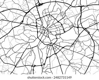 Vector city map of Le Mans in France with black roads isolated on a white background.