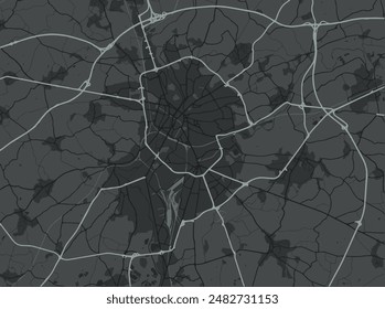 Vector city map of Le Mans in France with white roads isolated on a grey background.