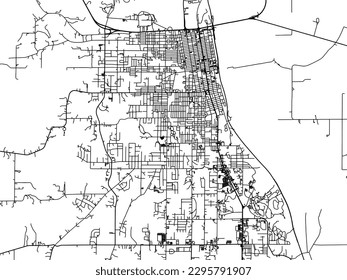 Vector city map of Leavenworth Kansas in the United States of America with black roads isolated on a white background.