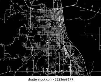 Vector city map of Leavenworth Kansas in the United States of America with white roads isolated on a black background.