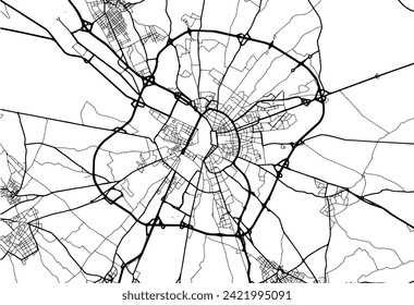 Stadtplan von Lecce in Italien mit schwarzen Straßen einzeln auf weißem Hintergrund.