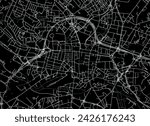 Vector city map of Leeds Center in the United Kingdom with white roads isolated on a black background.