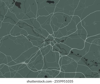 Vector city map of Leeds in the United Kingdom with white roads isolated on a green background.