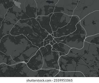 Vector city map of Leeds in the United Kingdom with white roads isolated on a grey background.