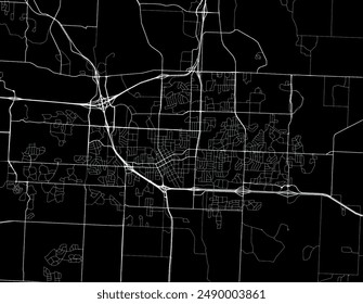 Vector city map of Lee's Summit Missouri in the United States of America with white roads isolated on a black background.