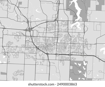 Vector city map of Lee's Summit Missouri in the United States of America with black roads isolated on a grey background.