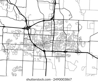 Vector city map of Lee's Summit Missouri in the United States of America with black roads isolated on a white background.