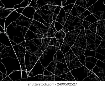 Vector city map of Leicester in the United Kingdom with white roads isolated on a black background.