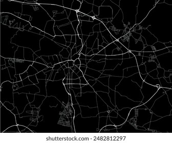 Vector city map of Leipzig in the Germany with white roads isolated on a black background.