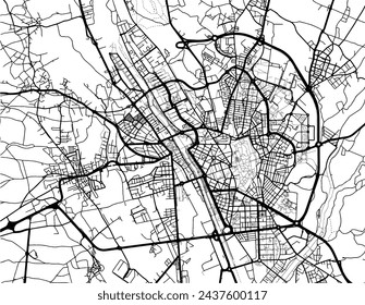 Vector city map of Leon in Spain with black roads isolated on a white background.