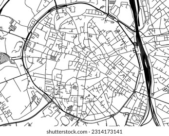 Vector city map of Leuven Centrum in Belgium with black roads isolated on a white background.
