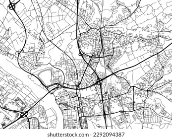 Vector city map of Leverkusen in the Germany with black roads isolated on a white background.