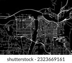 Vector city map of Lewiston Idaho in the United States of America with white roads isolated on a black background.