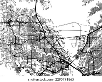 Mapa de la ciudad vectorial de Lewisville Texas en los Estados Unidos de América con carreteras negras aisladas en un fondo blanco.