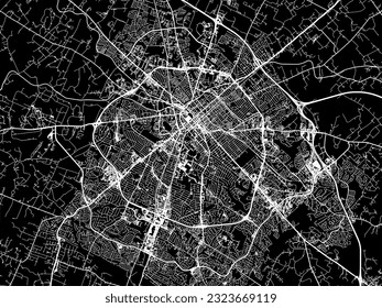 Mapa de la ciudad vectorial de Lexington Kentucky en los Estados Unidos de América con carreteras blancas aisladas en un fondo negro.
