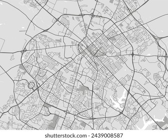 Vector city map of Lexington Kentucky in the United Stated of America with black roads isolated on a grey background.