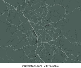Vector city map of Liberec in the Czech Republic with white roads isolated on a green background