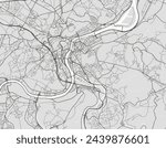 Vector city map of Liege in Belgium with black roads isolated on a grey background.