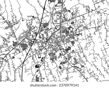 Vector city map of Lipa City in the Philippines with black roads isolated on a white background.