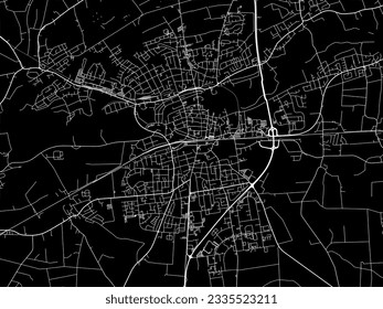 Stadtplan von Lippstadt in Deutschland mit weißen Straßen einzeln auf schwarzem Hintergrund.