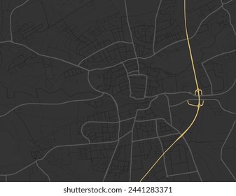 Vector city map of Lippstadt in the Germany with yellow roads isolated on a brown background.