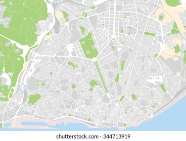 Vector City Map Of Lisbon, Portugal