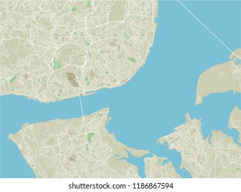 Vector city map of Lisbon with well organized separated layers.