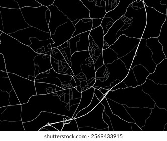 Vector city map of Lisburn in the United Kingdom with white roads isolated on a black background.