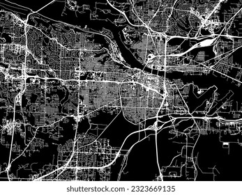 Vector city map of Little Rock Arkansas in the United States of America with white roads isolated on a black background.