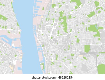 vector city map of Liverpool, United Kingdom