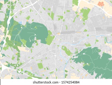 Vector city map of Ljubljana, Slovenia