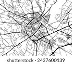 Vector city map of Lleida in Spain with black roads isolated on a white background.