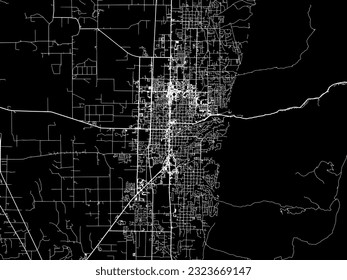 Vector city map of Logan Utah in the United States of America with white roads isolated on a black background.