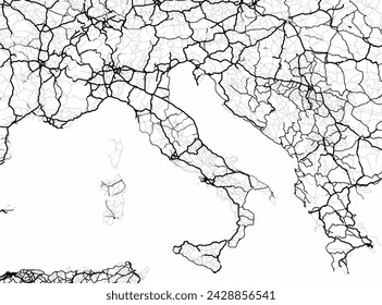 Vector city map of Lombardia in Italy with black roads isolated on a white background.