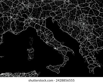 Vector city map of Lombardia in Italy with white roads isolated on a black background.