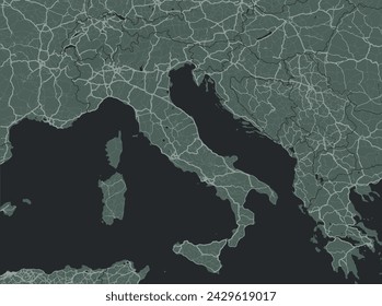 Vector city map of Lombardia in Italy with white roads isolated on a green background.