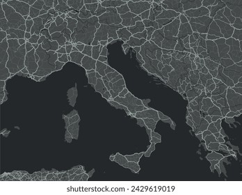 Vector city map of Lombardia in Italy with white roads isolated on a grey background.