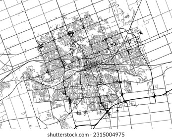 Vector city map of London Ontario in Canada with black roads isolated on a white background.