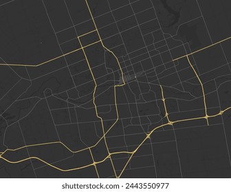 Vector Stadtplan von London Ontario in Kanada mit gelben Straßen isoliert auf einem braunen Hintergrund.