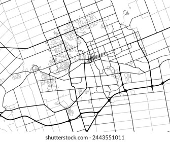 Vector city map of London Ontario in Canada with black roads isolated on a white background.