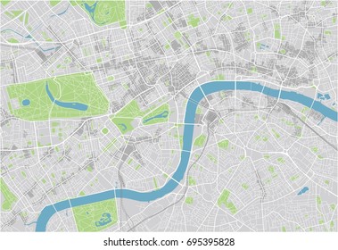 Stadtplan von London mit gut organisierten, getrennten Ebenen.