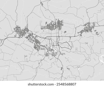 Vector city map of Londrina in Brazil with black roads isolated on a grey background.