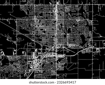 Vector city map of Longmont Colorado in the United States of America with white roads isolated on a black background.