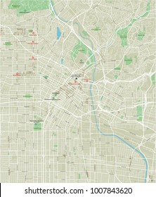 Vector city map of Los Angeles with well organized separated layers.