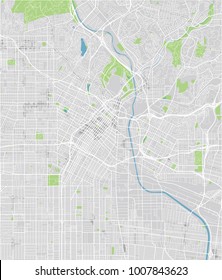 Vector city map of Los Angeles with well organized separated layers.